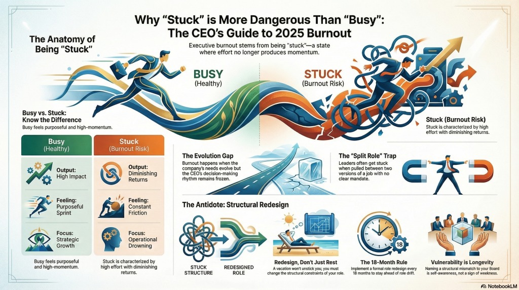 Why Stuck Is Worse Than Busy: What CEOs Need to Know About Burnout in 2025 Infographic